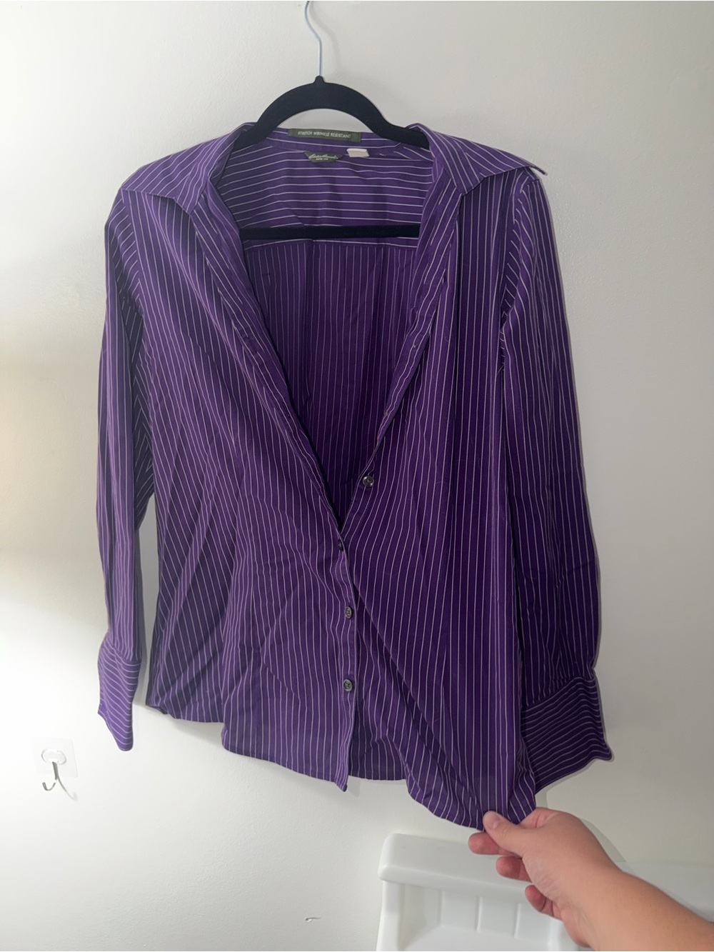 Eddie Bauer Purple Pinstripe Button-Down Shirt